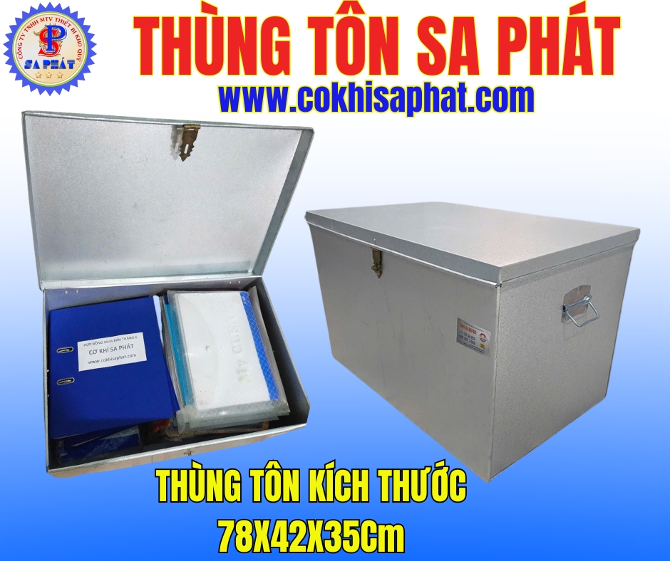 thùng tôn kích thước 78cmx42cmx35cm