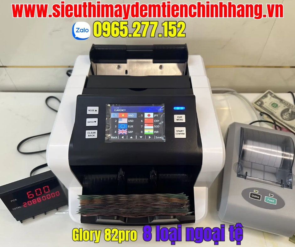 Máy đếm tiền glory 82pro thương hiệu nhật bản